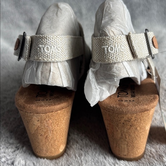 TOMS Claudine Platform Wedge Sandal in Natural size 6.5 NIB - Picture 4 of 7